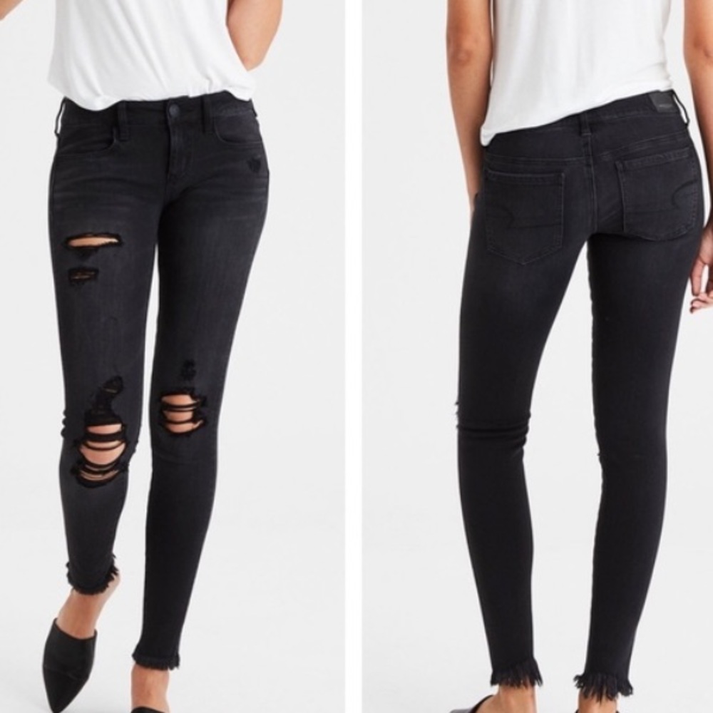 American eagle black washed low waist denim jeans